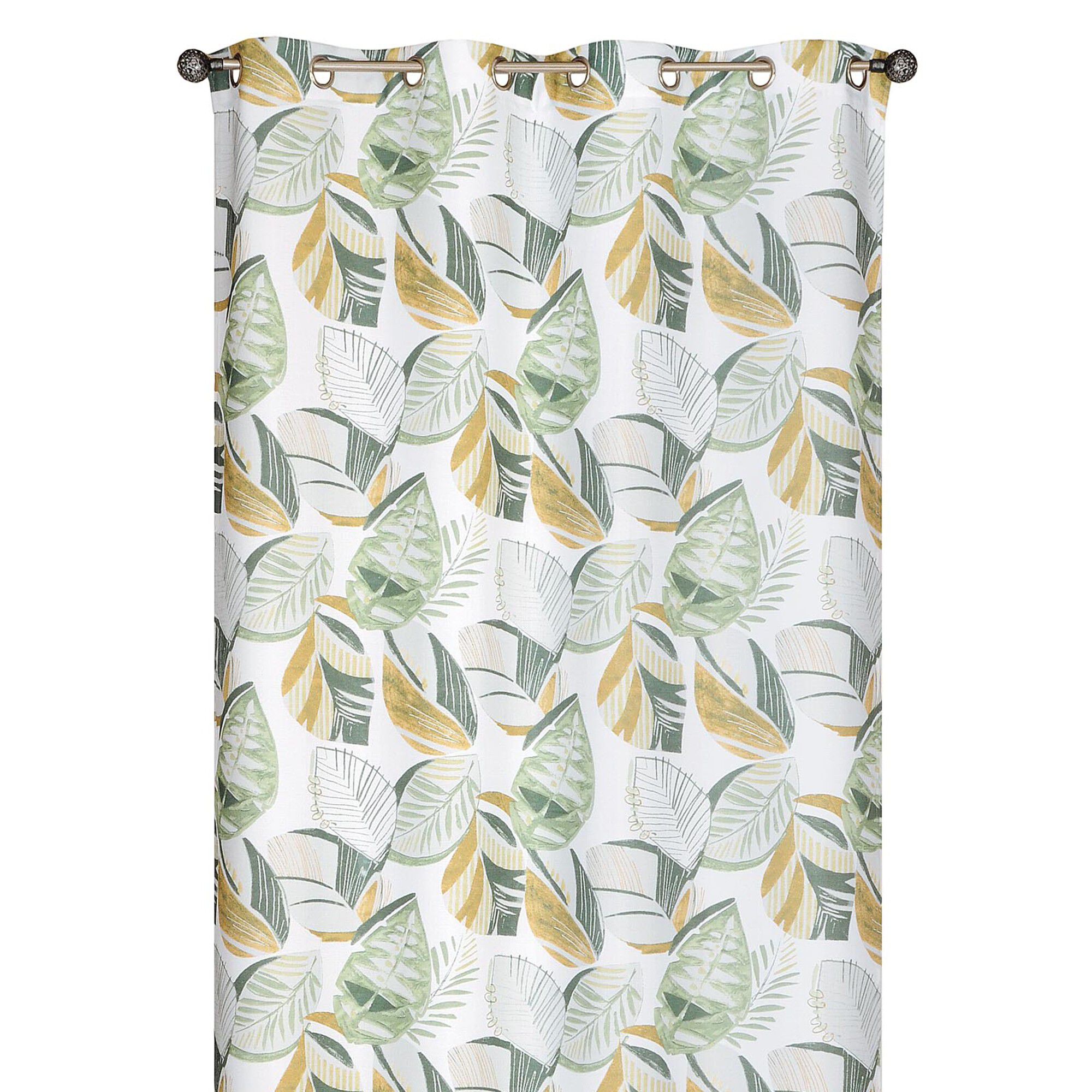 Rideau jacquard motif feuillage finition oeillets