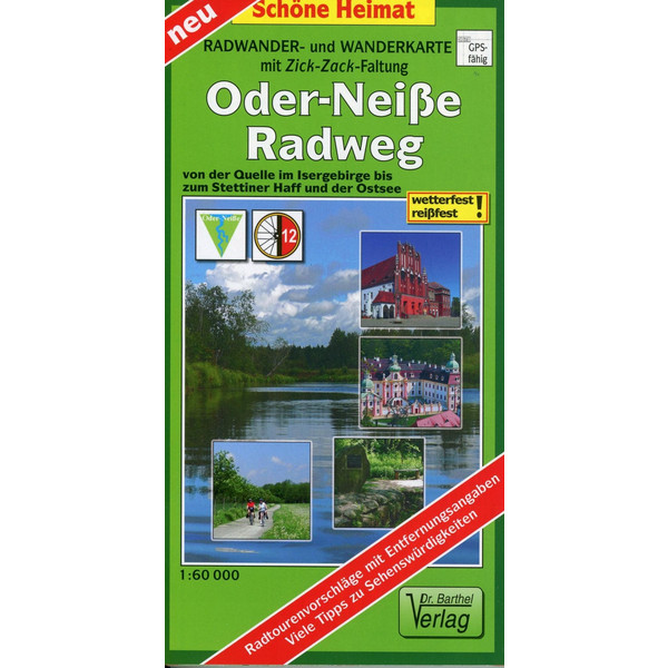 Radwander- und Wanderkarte mit Zick-Zack-Faltung Oder-Neiße-Radweg 1:60 000 - Wanderkarte