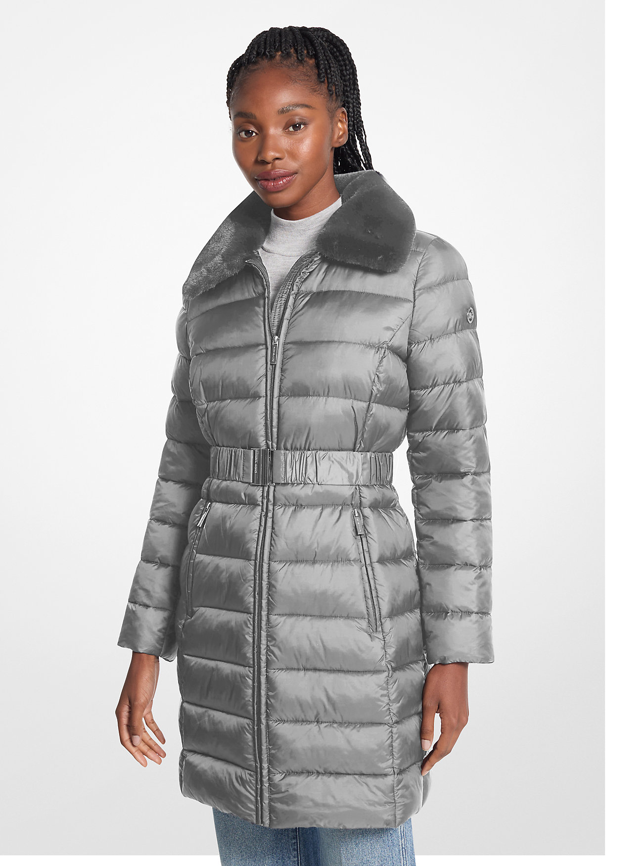 Packable Quilted Nylon Puffer Coat - GUNMETAL