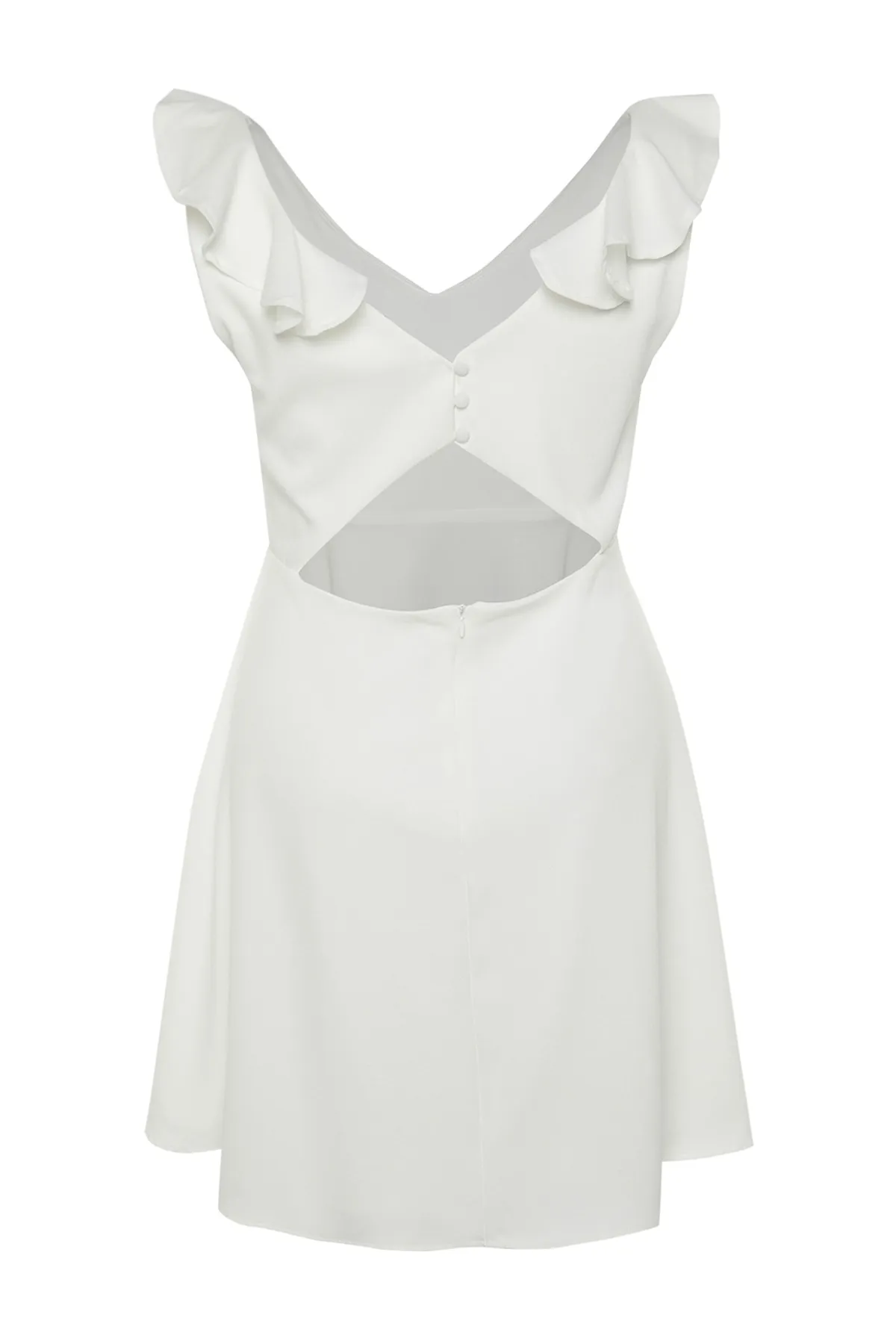 Trendyol Curve  Weißes, gewebtes Minikleid mit Rückendetail TBBSS23AH00226