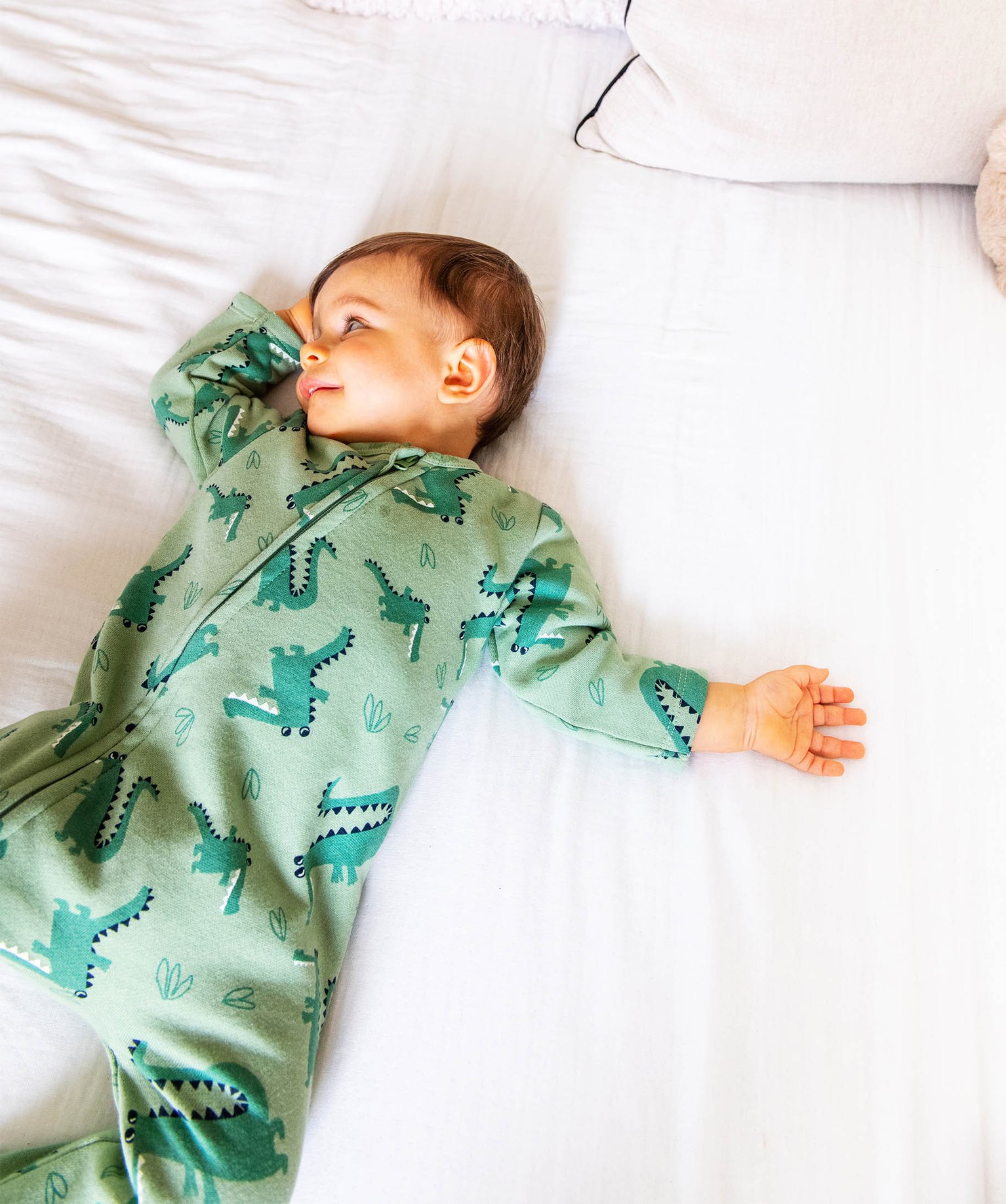 Pyjama dors-bien zippé intérieur molletonné bébé vert | GEMO