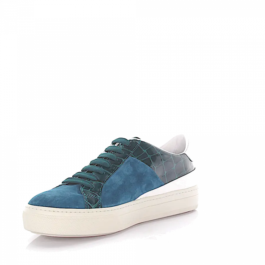Tod's - Tods Sneakers Sportivo Veloursleder türkis Leder grün Krokodilprägung - grün