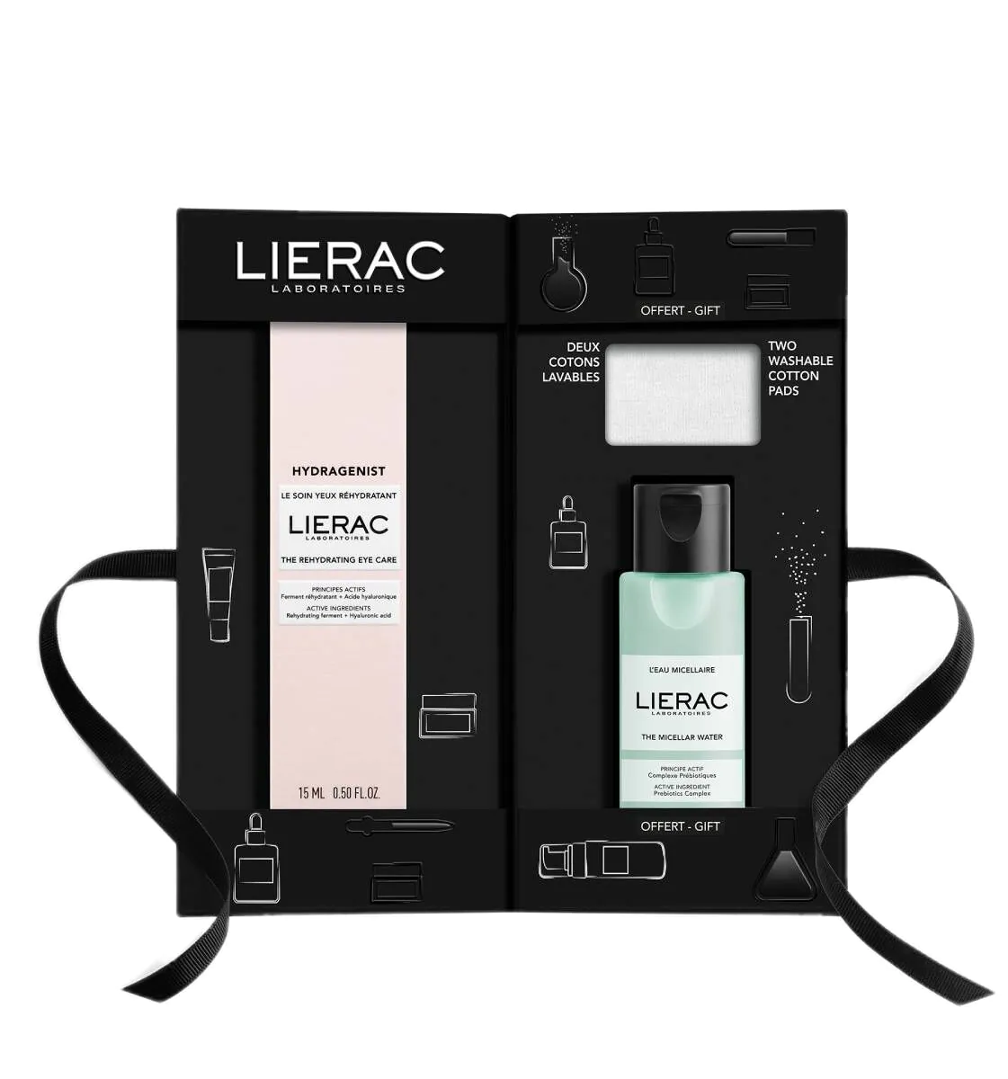 Lierac sredstvo za skidanje šminke (Hydragenist krema za oči + micelarna voda + blazinice)