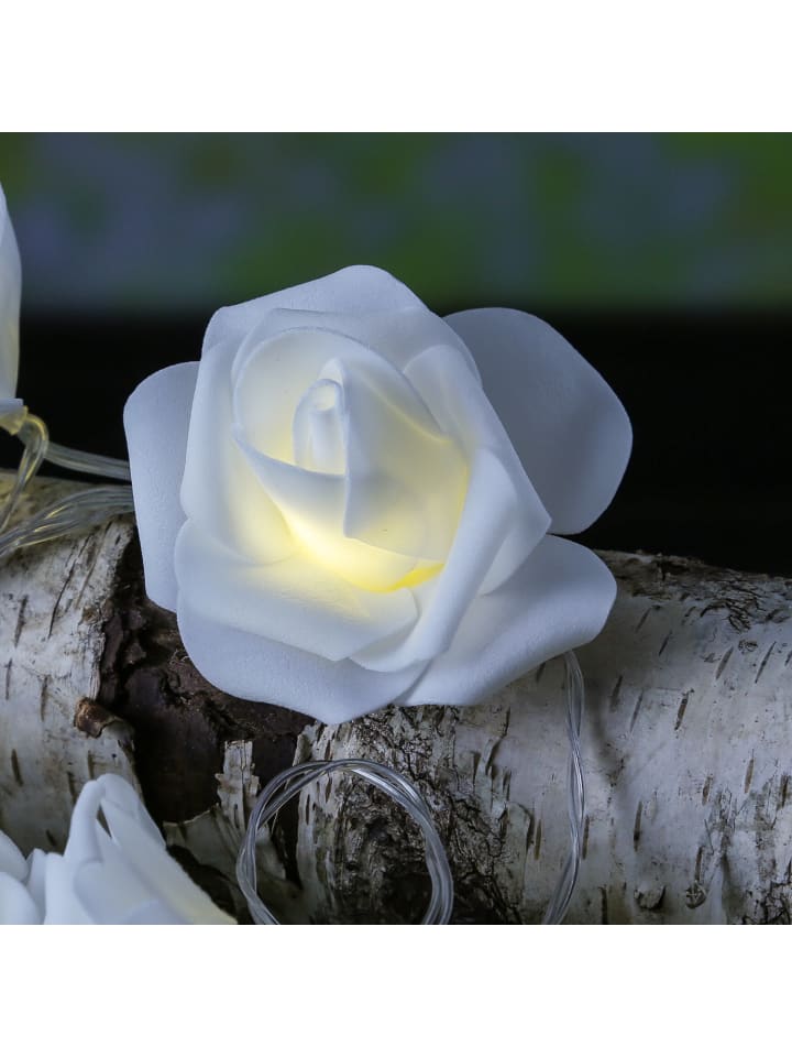 MARELIDA LED Lichterkette Rosen 10 Blumen Batteriebetrieb L: 180cm in weiß günstig kaufen onesize