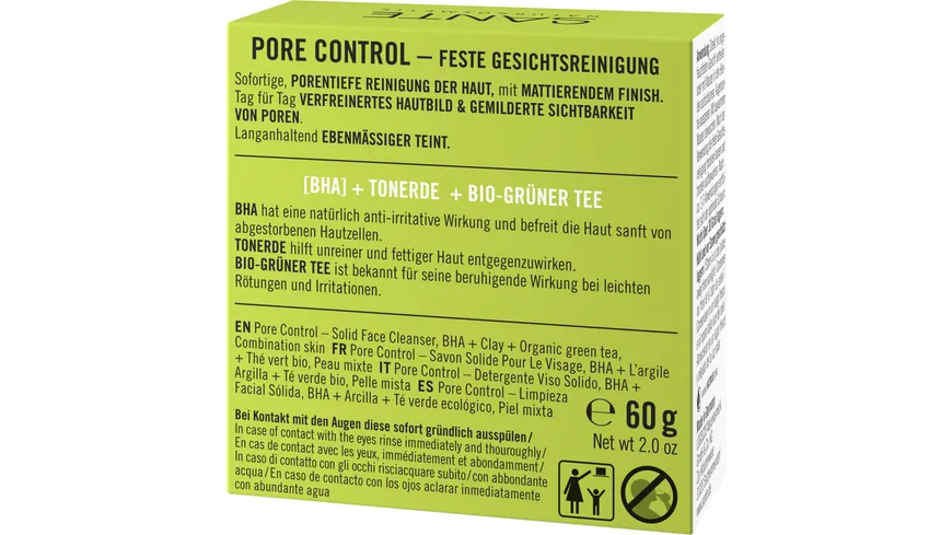 SANTE Pore Control Gesichtsreinigung Fest 60 g