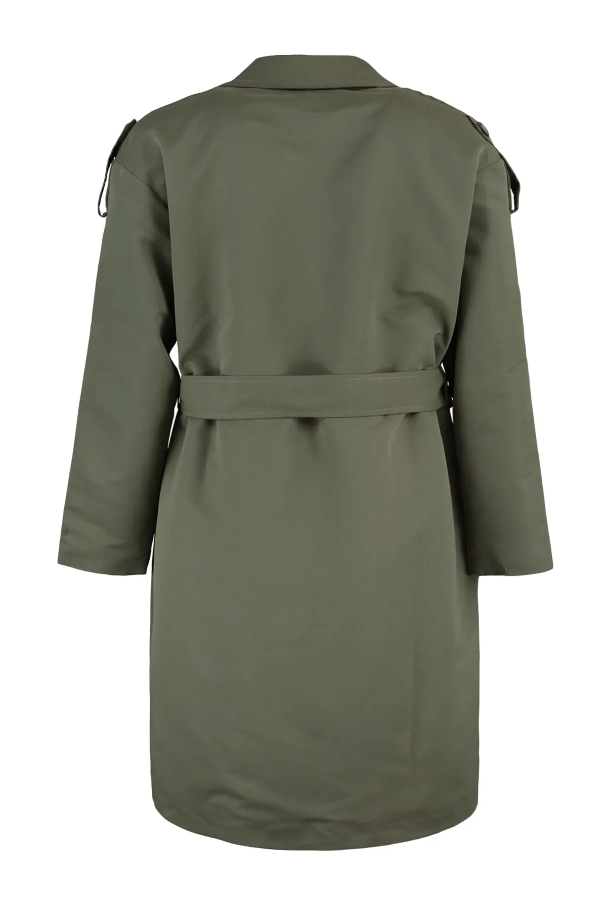 Trendyol Curve  Khakifarbener Trenchcoat mit Schulterklappen, detailliertem Jackenkragen und Gürtel, breiter Passform TBBAW23BM00001