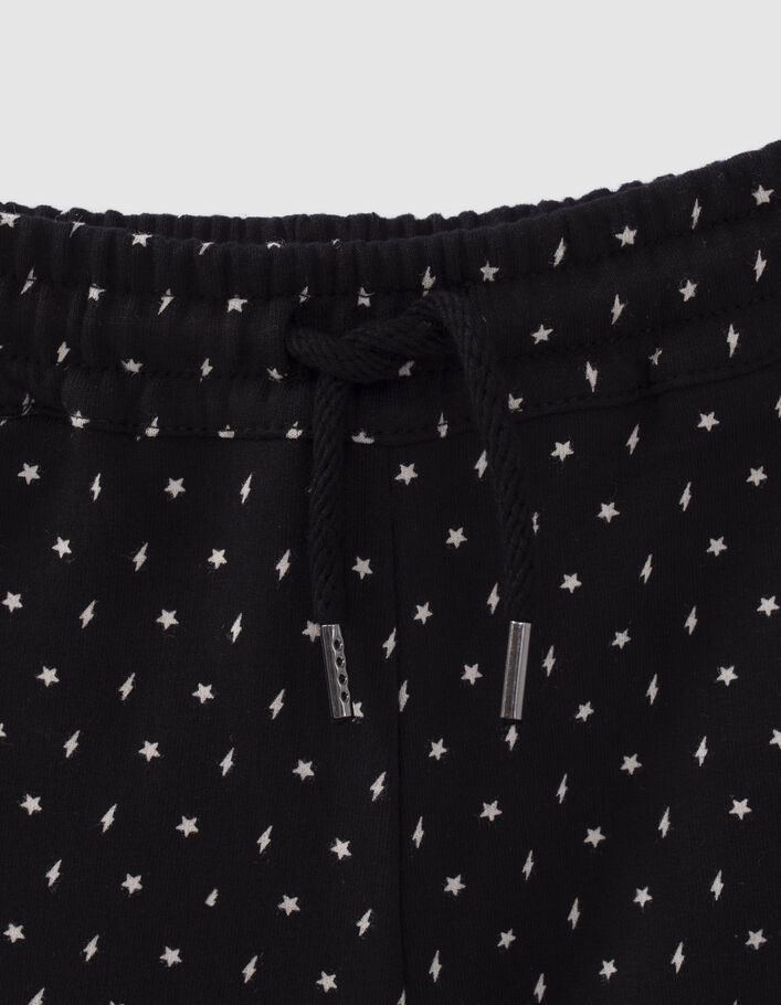 Jogging noir imprimé étoiles éclairs fille