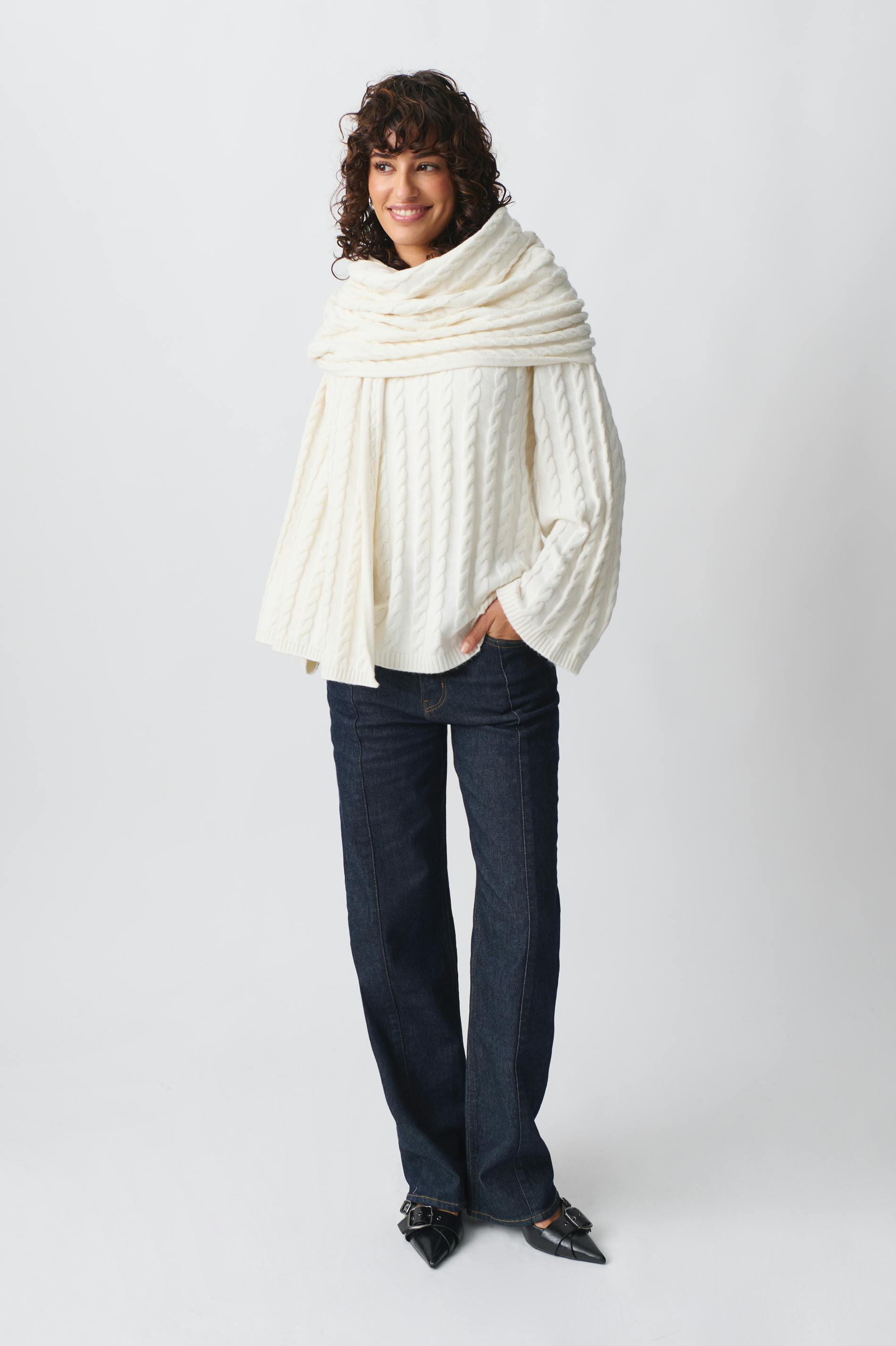 Knitted cable sweater