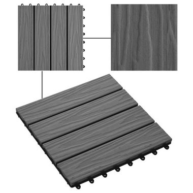 Teppichboden Terrassenfliesen 11 Stk. Tief Geprägt WPC 30x30cm 1 qm Grau, vidaXL