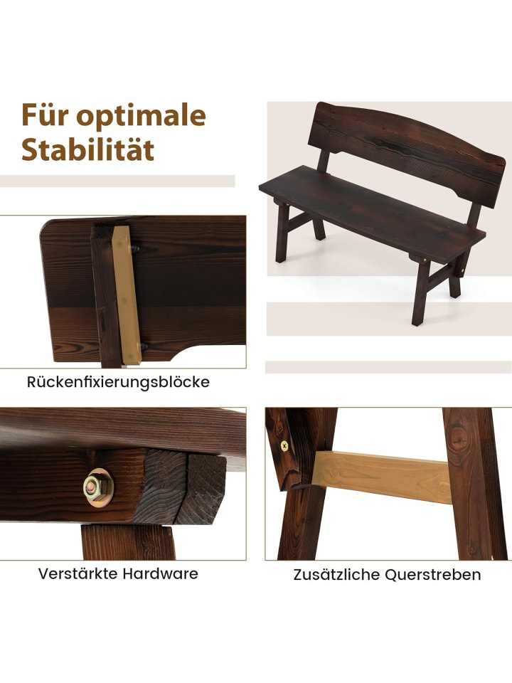 COSTWAY Gartenbank 120x51x78cm in Braun günstig kaufen onesize