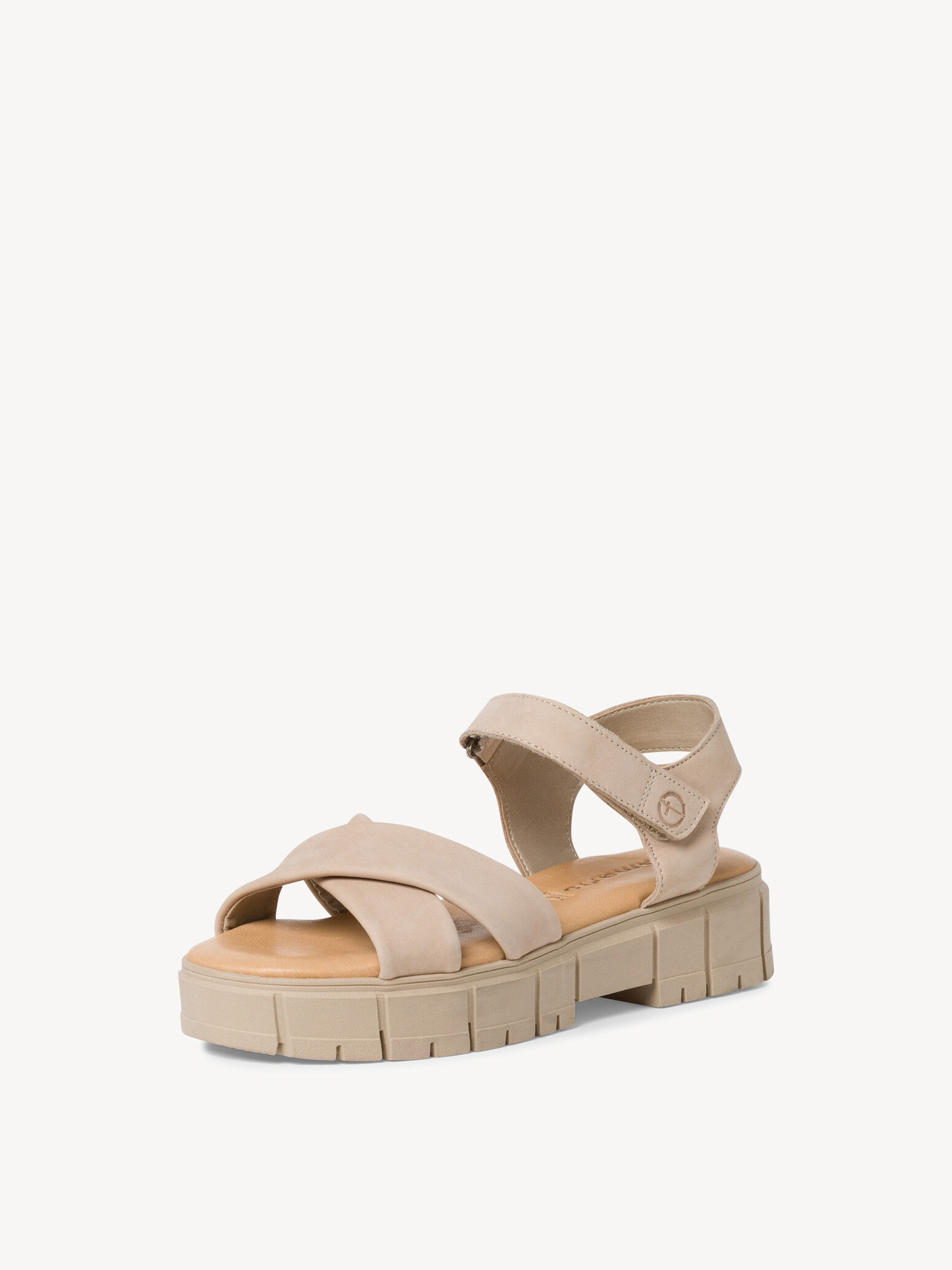 Sandale à talon en cuir - beige