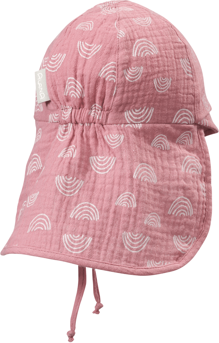 Mütze aus Musselin mit Regenbogen-Muster, rosa , Gr.48/49, 1 St