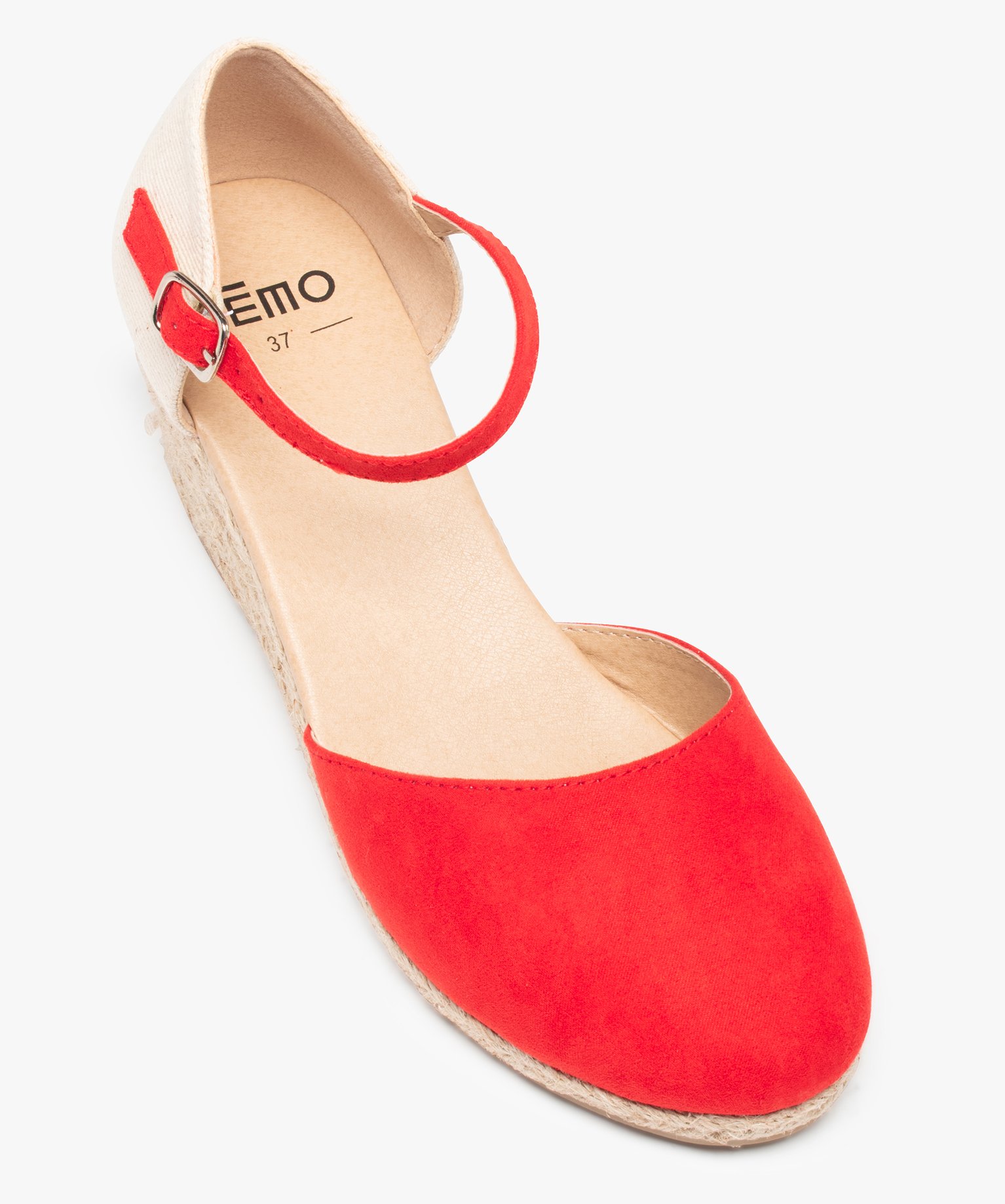 Sandales femme compensées dessus suédine unie orange | GEMO