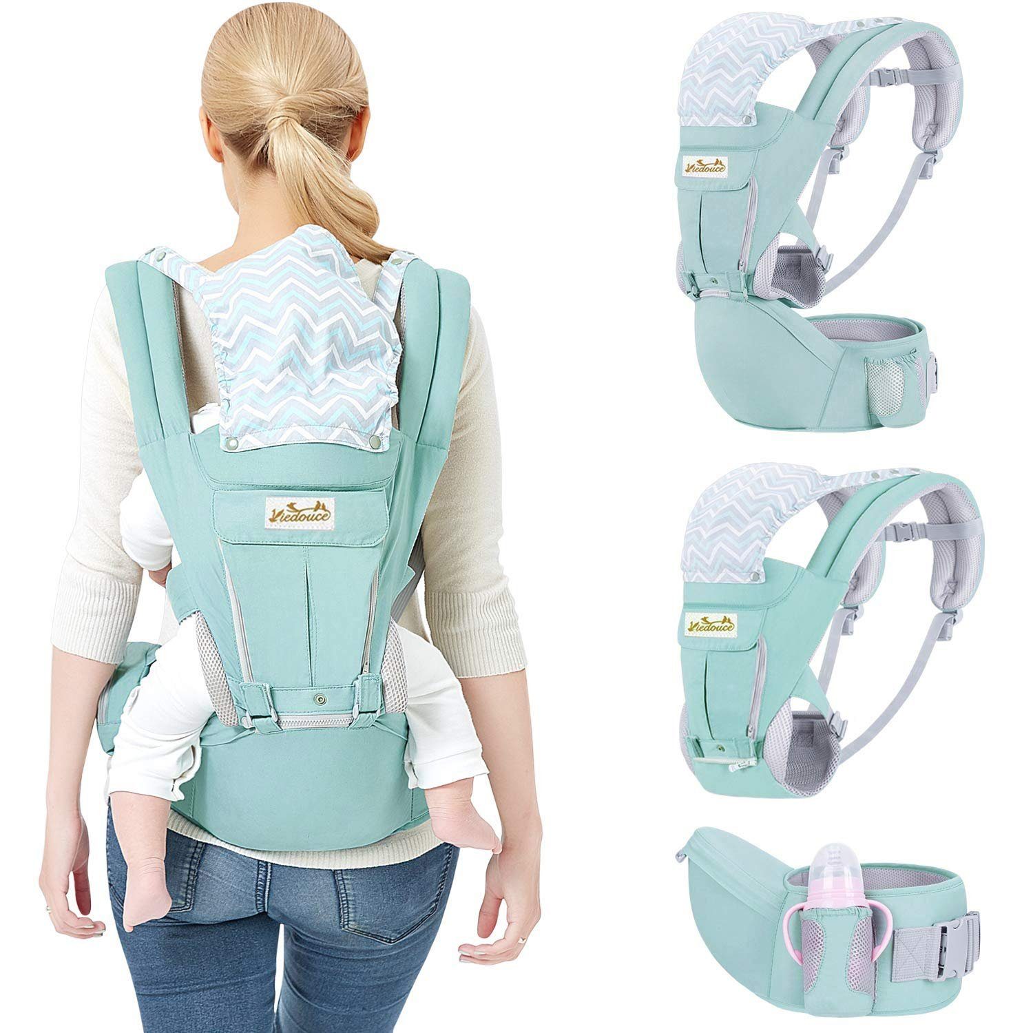Sintech Bauchtrage Babytrage Neugeborene ab Geburt Kleinkinder mit Hüftsitz (Hochwertige Baumwolle), mit Hüftsitz Lendenwirbelstütze Perfekt für Alle Jahreszeiten 3–30 kg