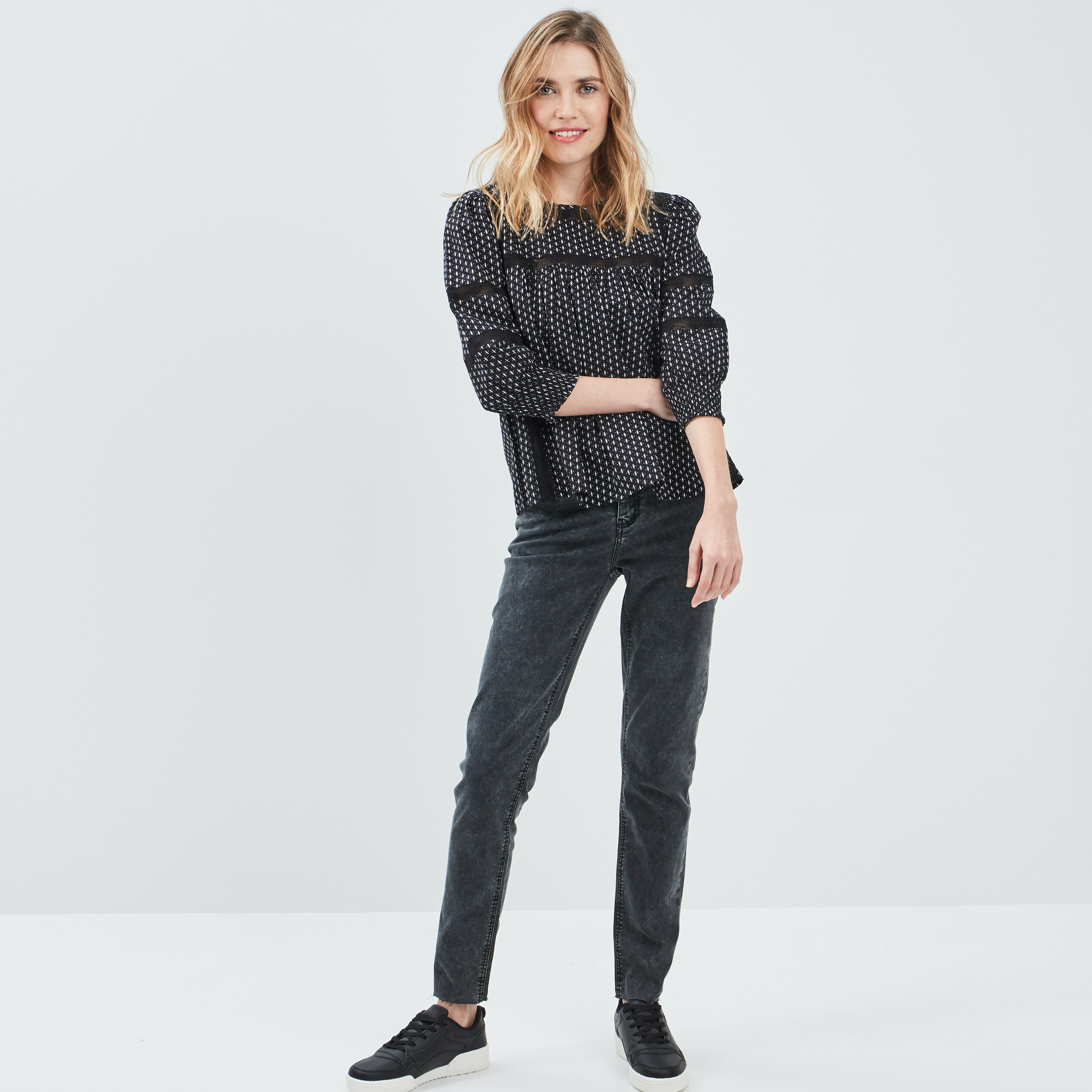 Jegging slim taille haute denim gris femme | La Halle