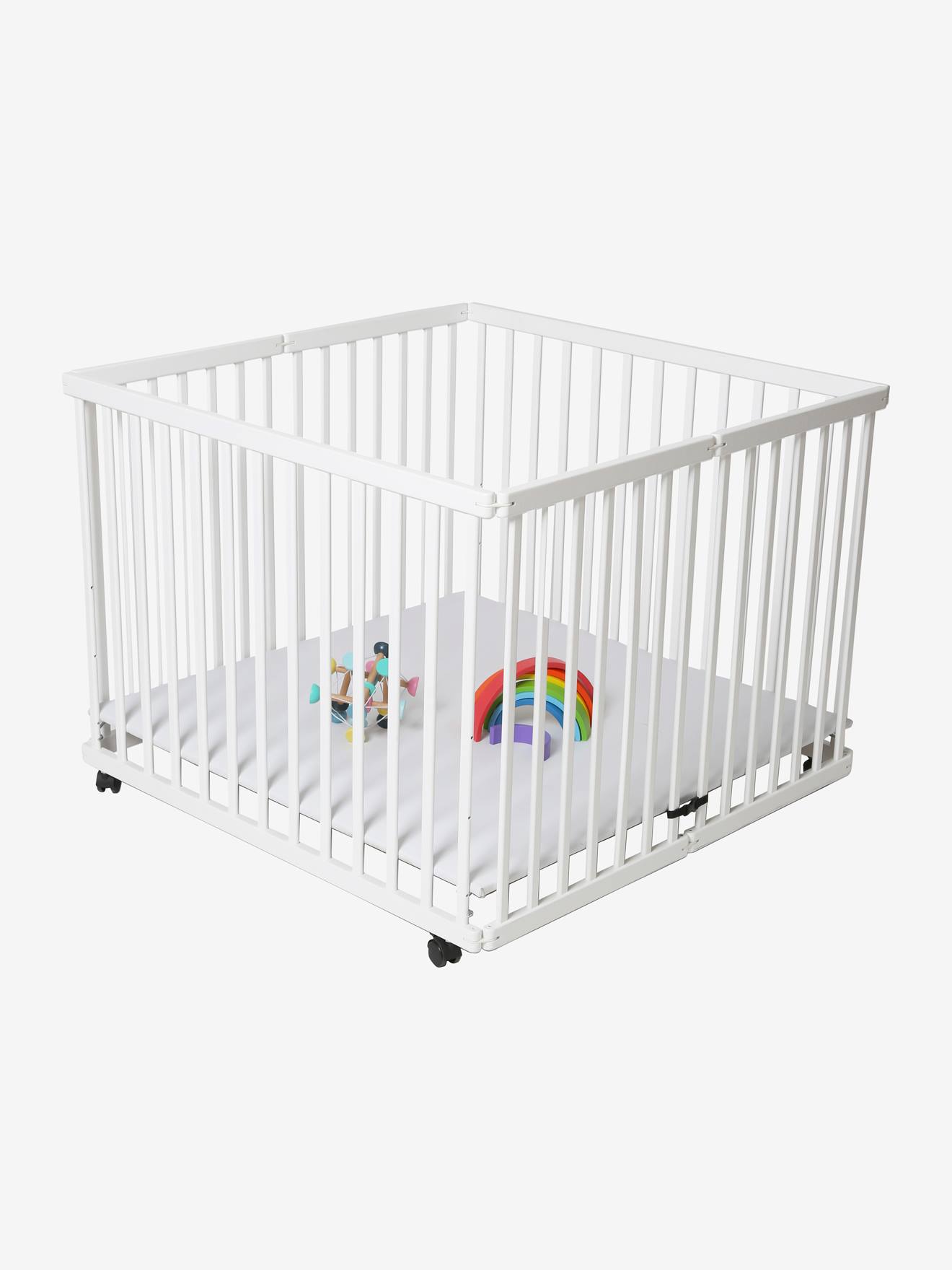 Vertbaudet Baby Laufgitter aus Holz, klappbar - weiß