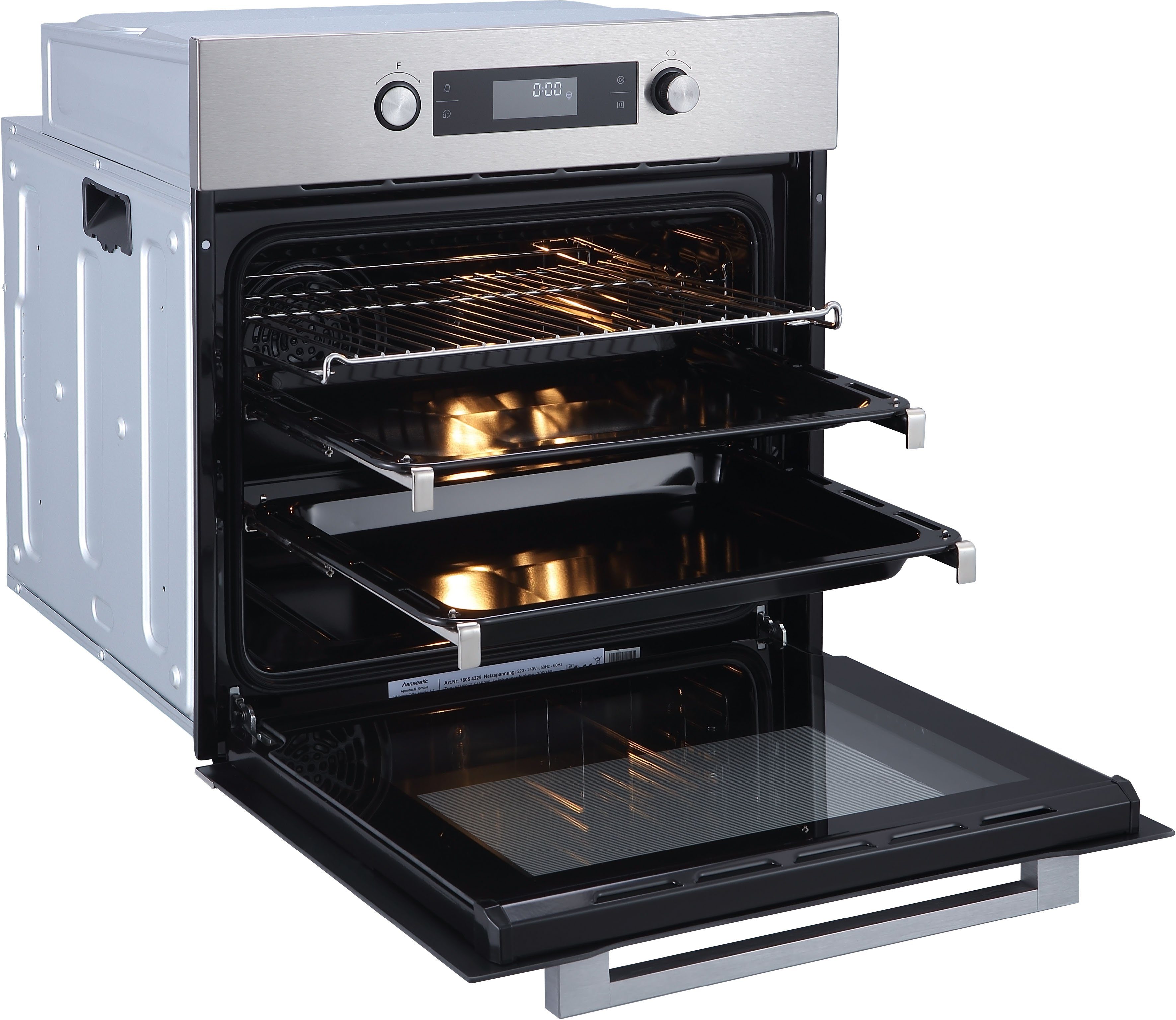 Hanseatic Einbaubackofen 65M90E3-E11B200, mit 2-fach-Teleskopauszug
