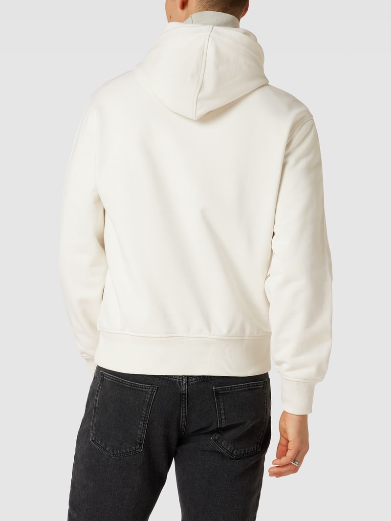 Hoodie mit Label-Print in ecru