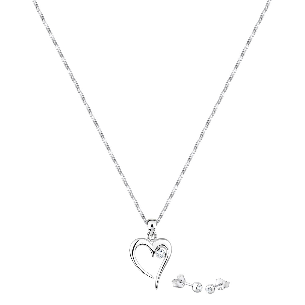Elli Elli Ensemble de Bijoux Femme Pendentif à Coeur Élégant avec Zircone Cubiques en  Bijoux