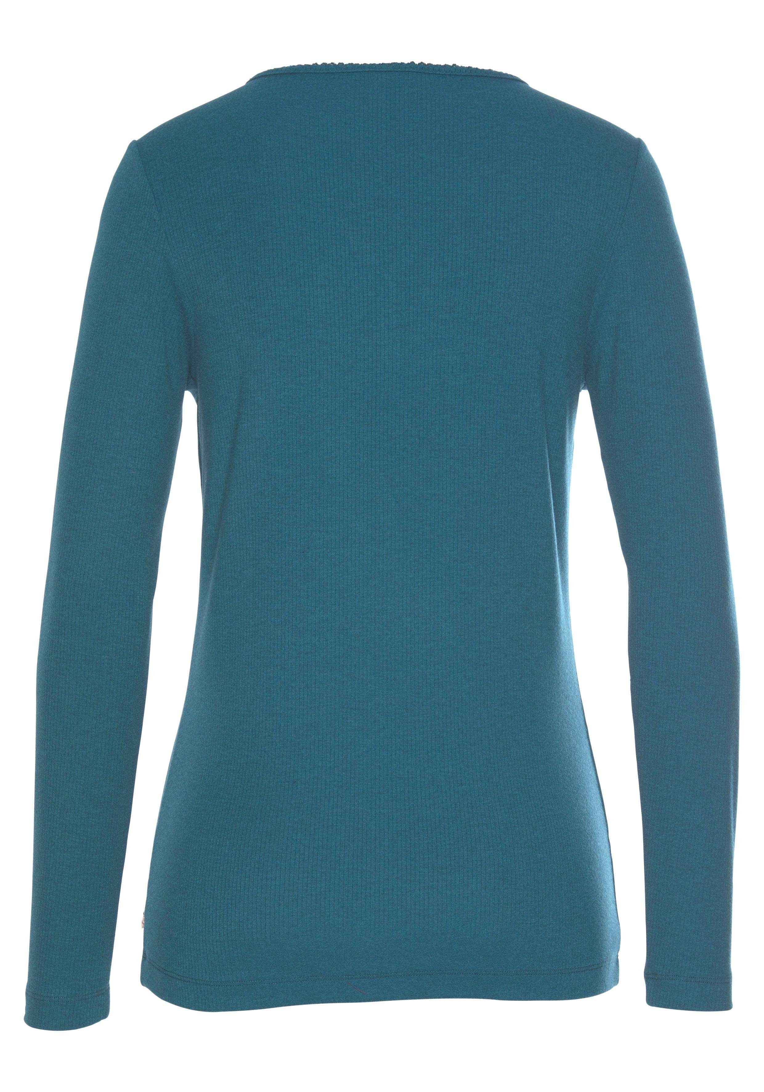 s.Oliver Langarmshirt aus geripptem Stoff mit Zier-Knopfleiste