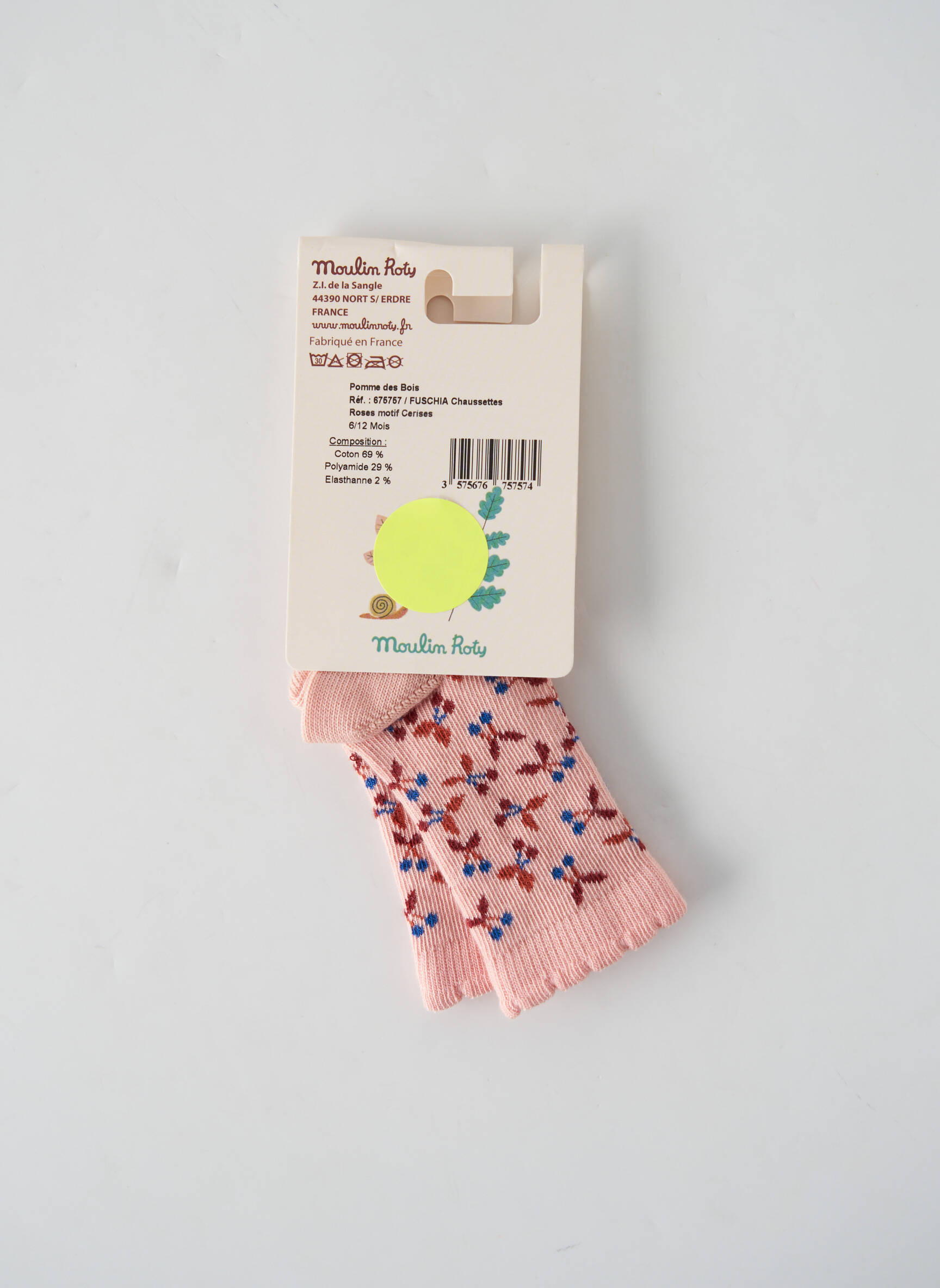 Moulin Roty Chaussette Fille couleur rose