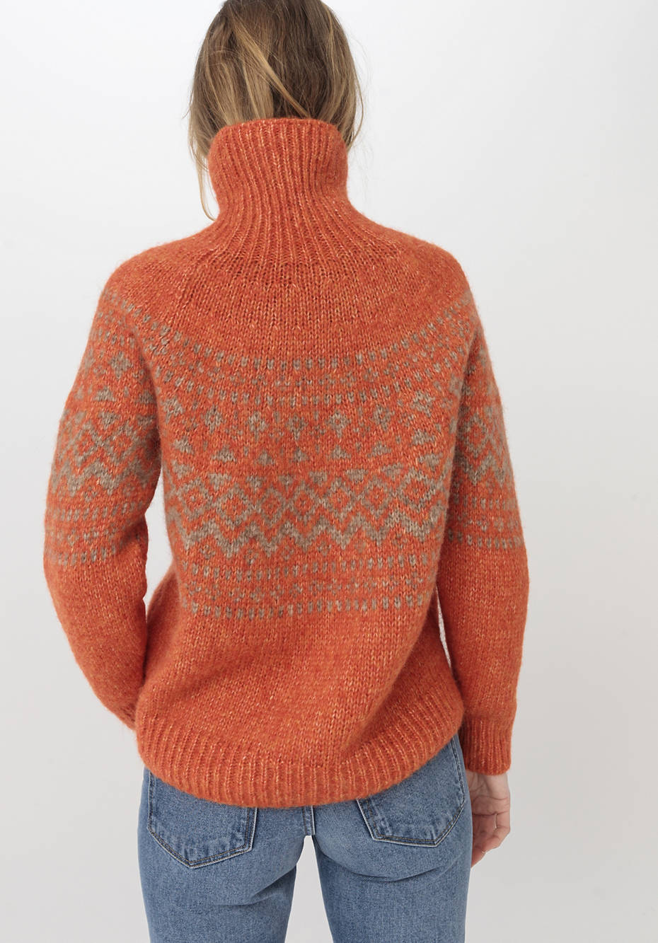 Jacquard-Pullover aus Alpaka mit Baumwolle