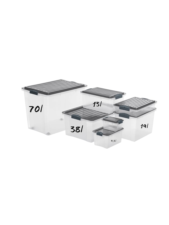 Rotho Compact Aufbewahrungsbox 70l mit Deckel, Kunststoff (PP) in Anthrazit günstig kaufen onesize