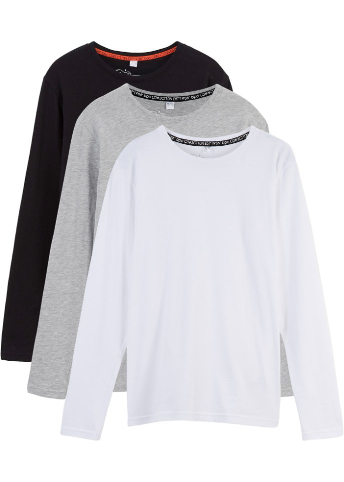 Kinder Langarmshirt aus nachhaltiger Baumwolle, (3er-Pack)