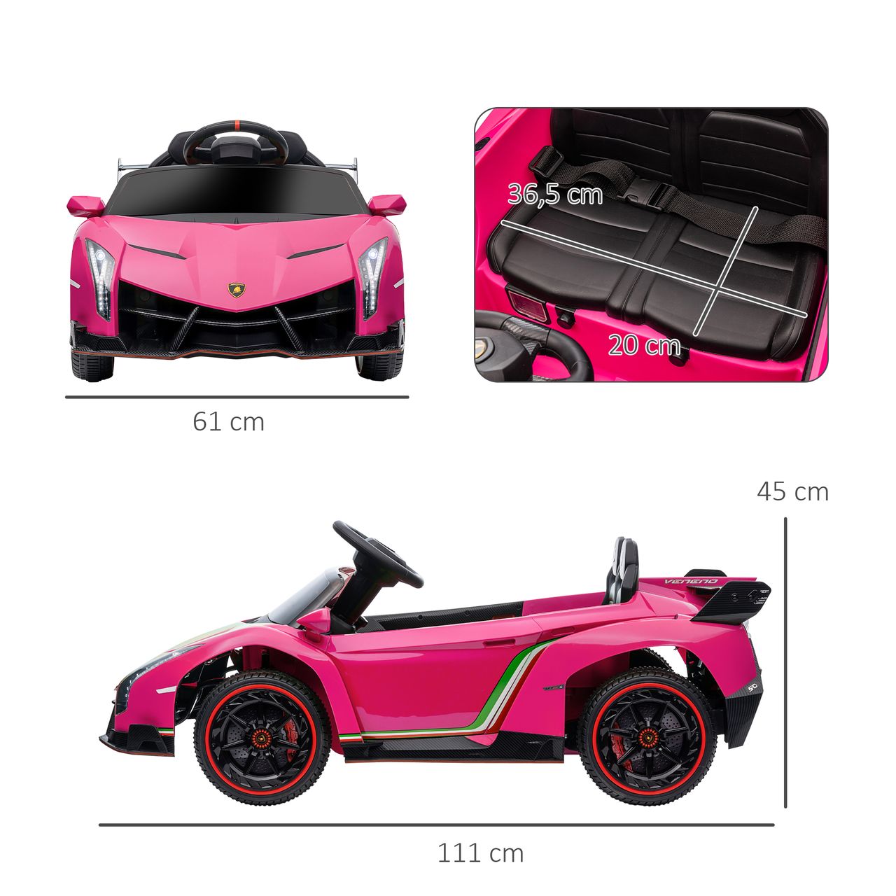 HOMCOM Kinder Elektroauto Kinderauto mit Anzeige, Fernbedienung, Bluetooth