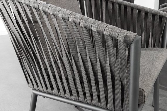 riess-ambiente Gartenstuhl ROPE grau (Einzelartikel, 1 St), Design · Outdoor · Indoor · Aluminium · Armlehnen · Balkon · Terrasse