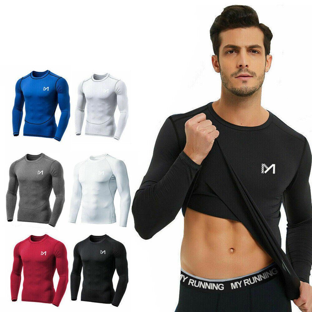 MEETYOO Funktionsshirt Herren Compression Langarmshirt (Muskelshirt, Sport Laufshirt Tights Tops) Kompressionsshirt Running Tops
