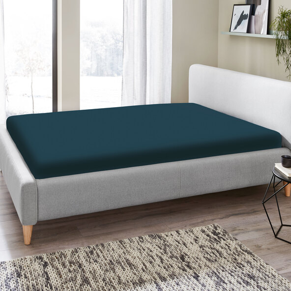 Spannbetttuch Flannel, 90-100 x 200 cm, dunkelblau