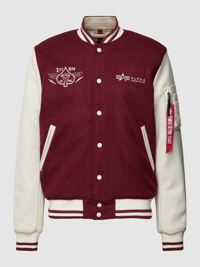College-Jacke mit Label-Stitching in bordeaux rot