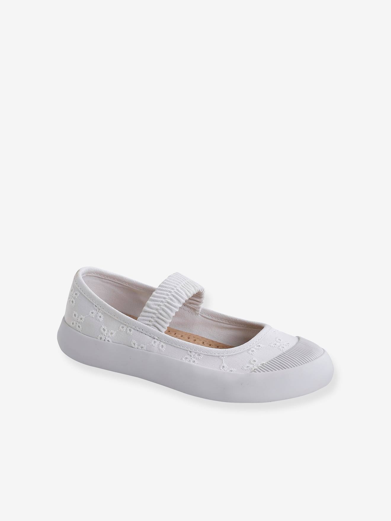 Ballerines en toile fille denim imprimé coeur