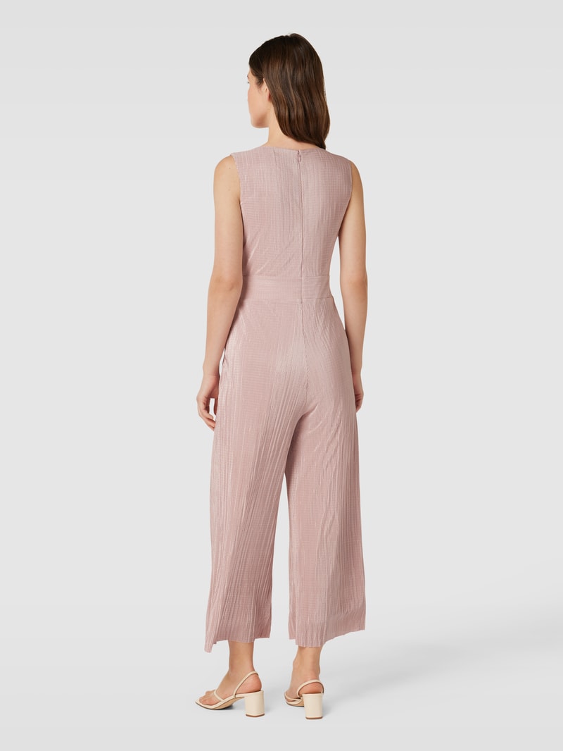 Jumpsuit mit feinen Plisseefalten in metallic rosa meliert