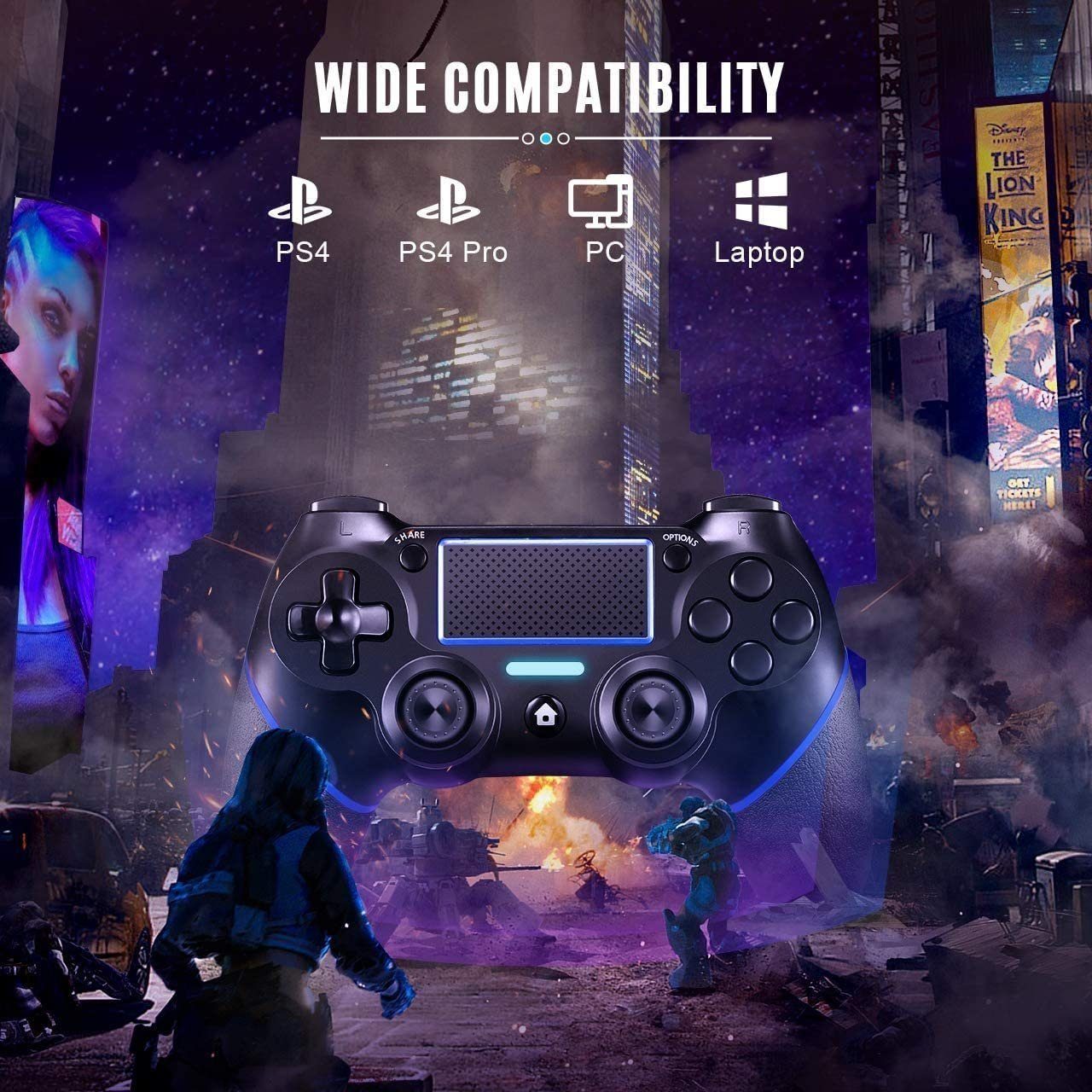 QTIYE Wireless Gamenpad Controller für Ps4 /Ps4 Pro/ Ps4 Slim PlayStation 4-Controller