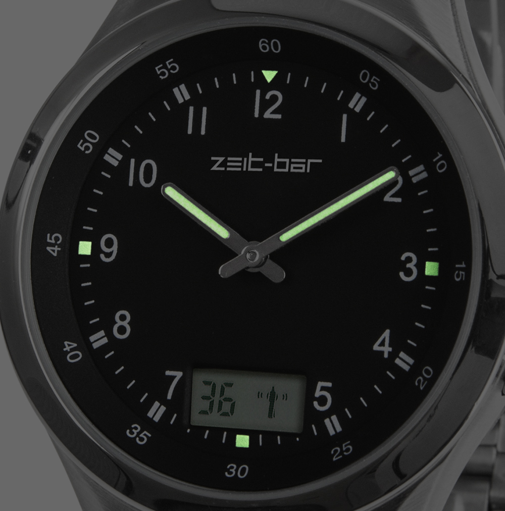 Zeit-Bar Funk-Armbanduhr, mit Datums- und Sekundenanzeige