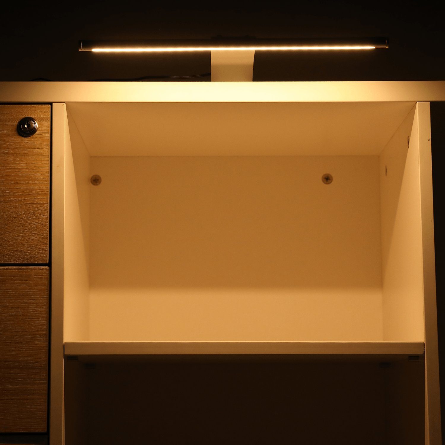LETGOSPT Spiegelleuchte LED Schrankleuchte Set, mit Schalter & Stecker, LED fest integriert, Warmweiß, 12V, Aufbauleuchte