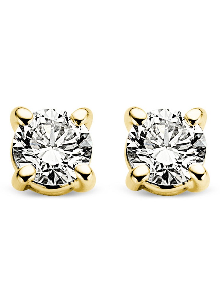 Diamond Point Yellow gold solitaire lab-grown diamond stud earrings, 0.12 ct. 0.12 ct diamond Lab-grown diamond