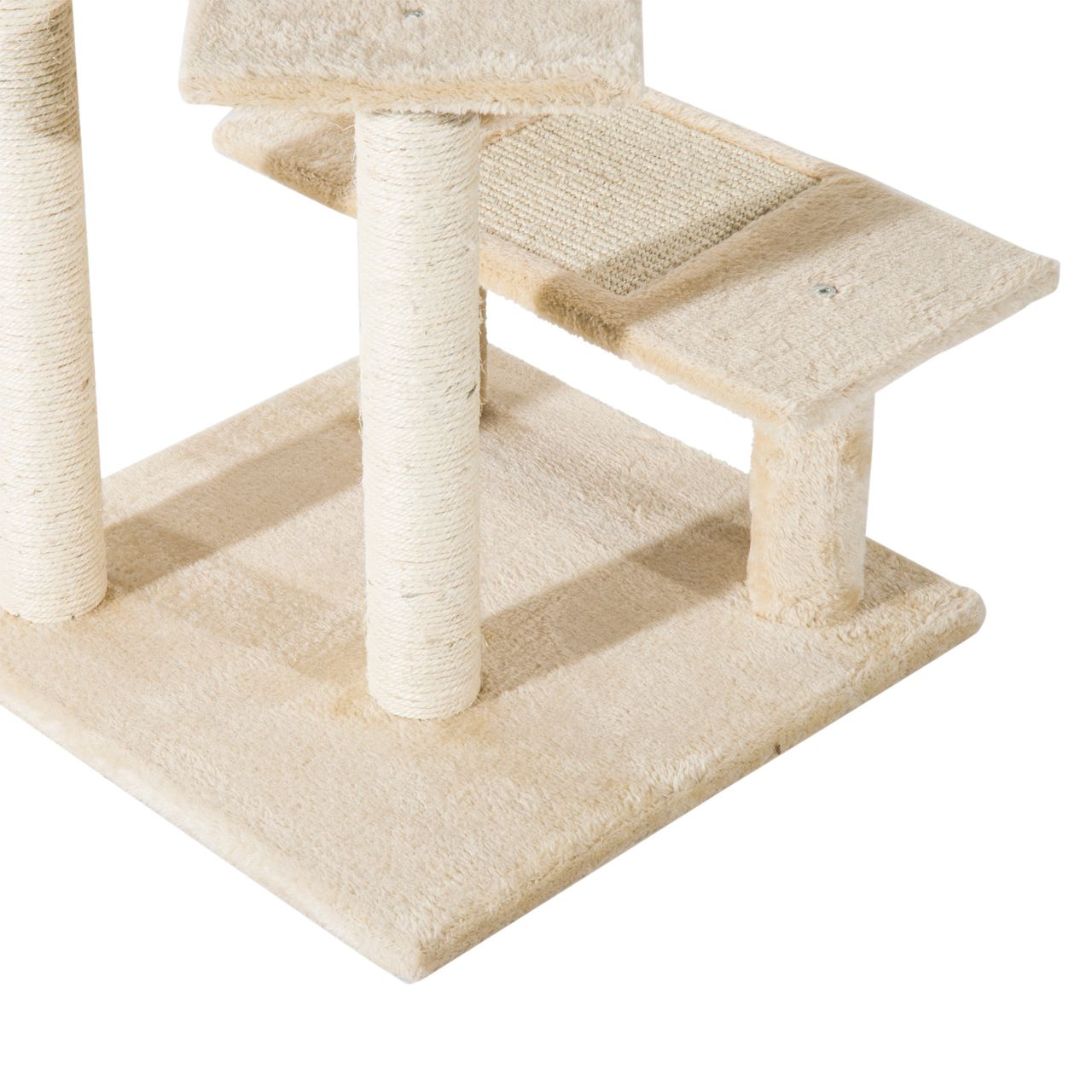 PawHut Kratzbaum mit Sisalsäulen, Katzenkratzbaum, Katzen Kletterbaum, Katzenbaum, Beige, 50 x 50 x 100 cm