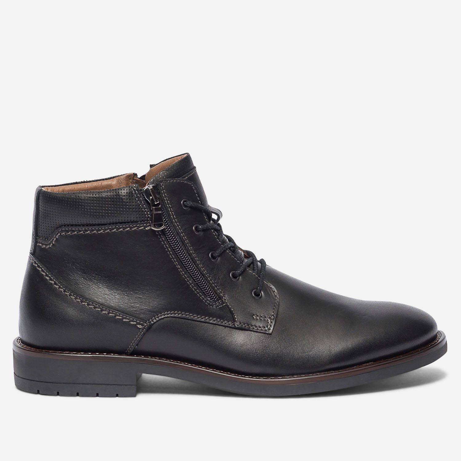 Boots noir en cuir à lacet et zips