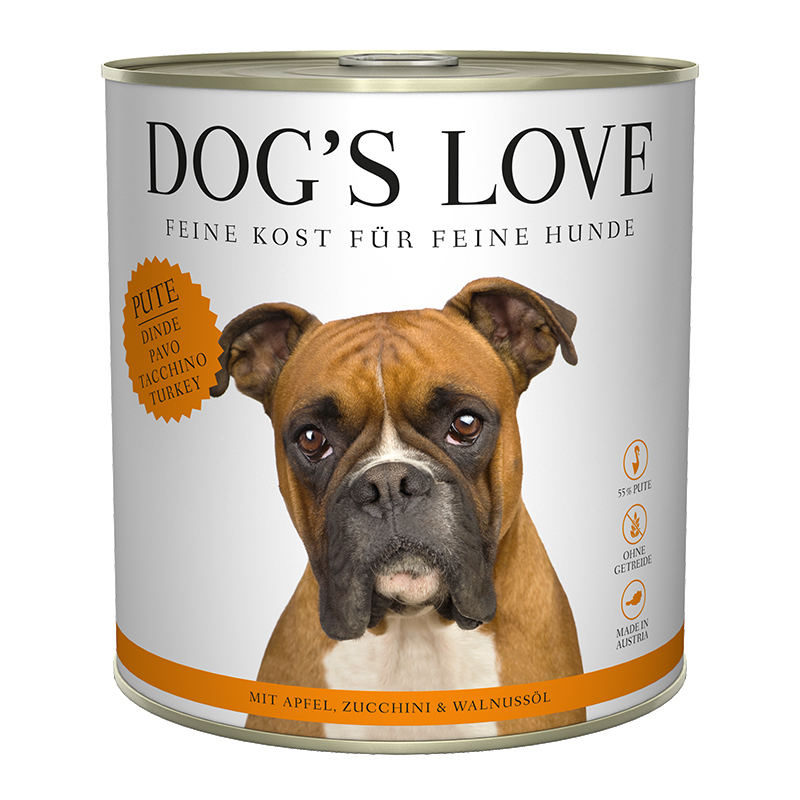 DOG'S LOVE Hundenassfutter DOG'S LOVE Adult Classic 6x800g Pute mit Apfel & Zucchini