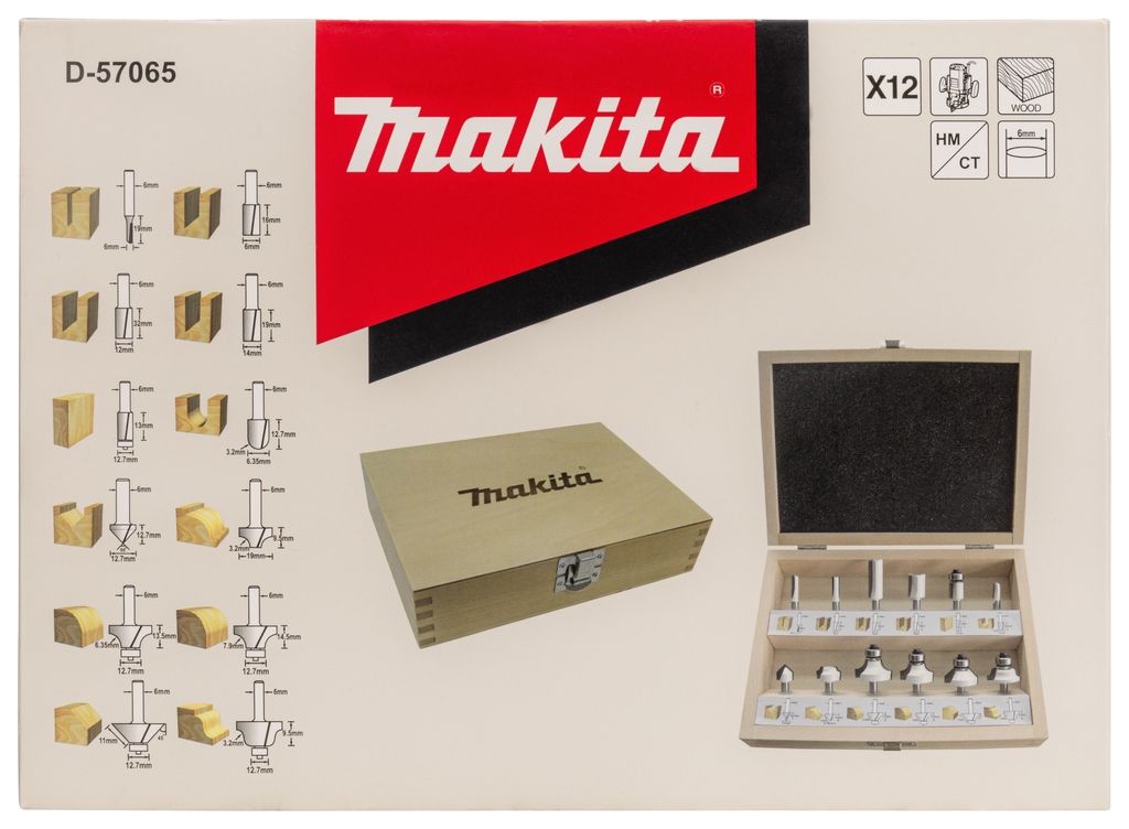Set de freze Makita Accessories D-57065 6mm, 12 piese