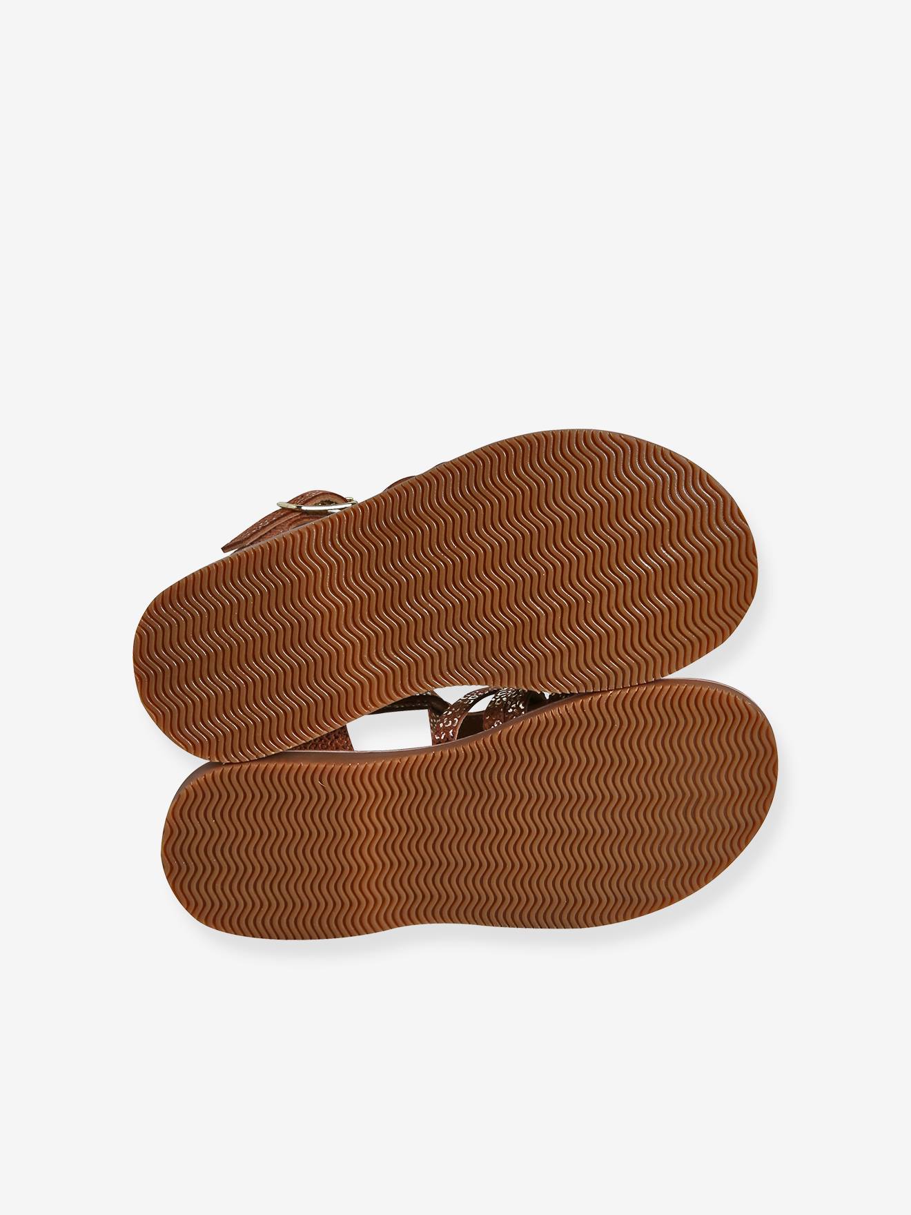 Vertbaudet Kinder Riemchen-Sandalen mit Anziehtrick - ocker