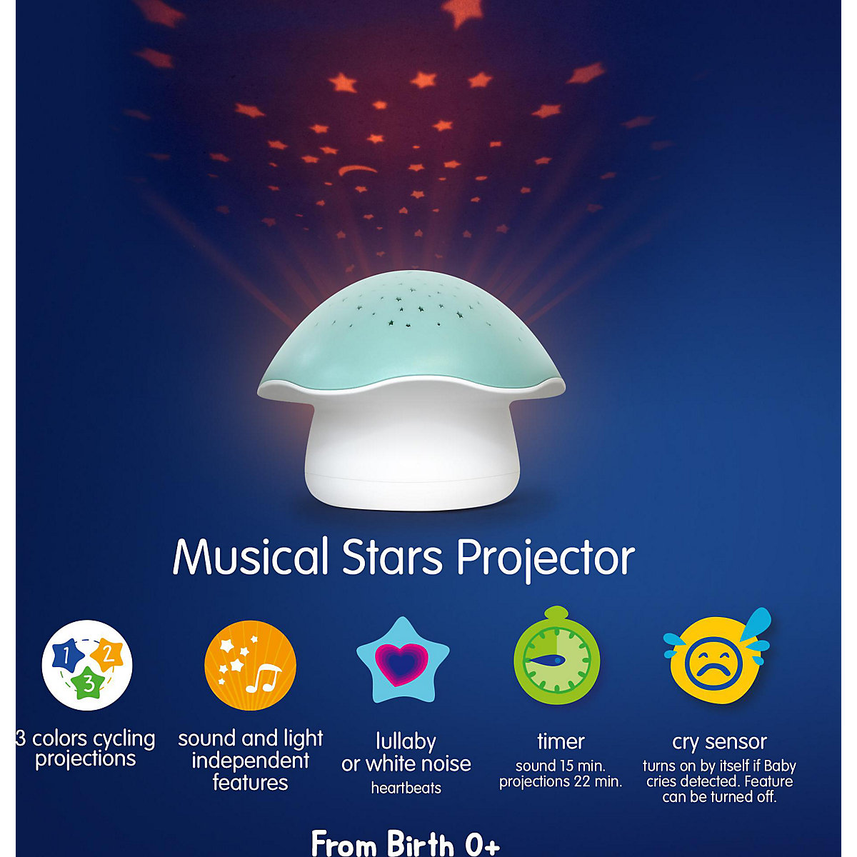 Nachtlicht Starry Mushroom blue, der Sternenpilz