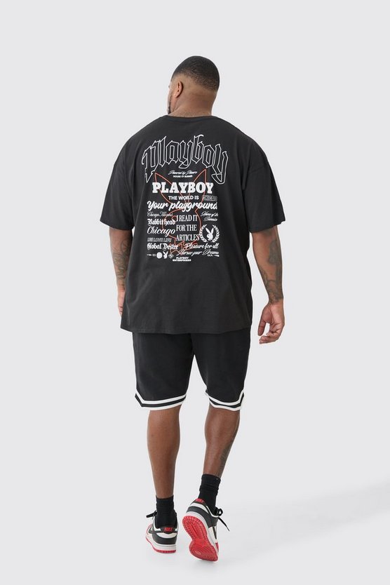 Plus lockere mittellang Basketball-Shorts in Schwarz