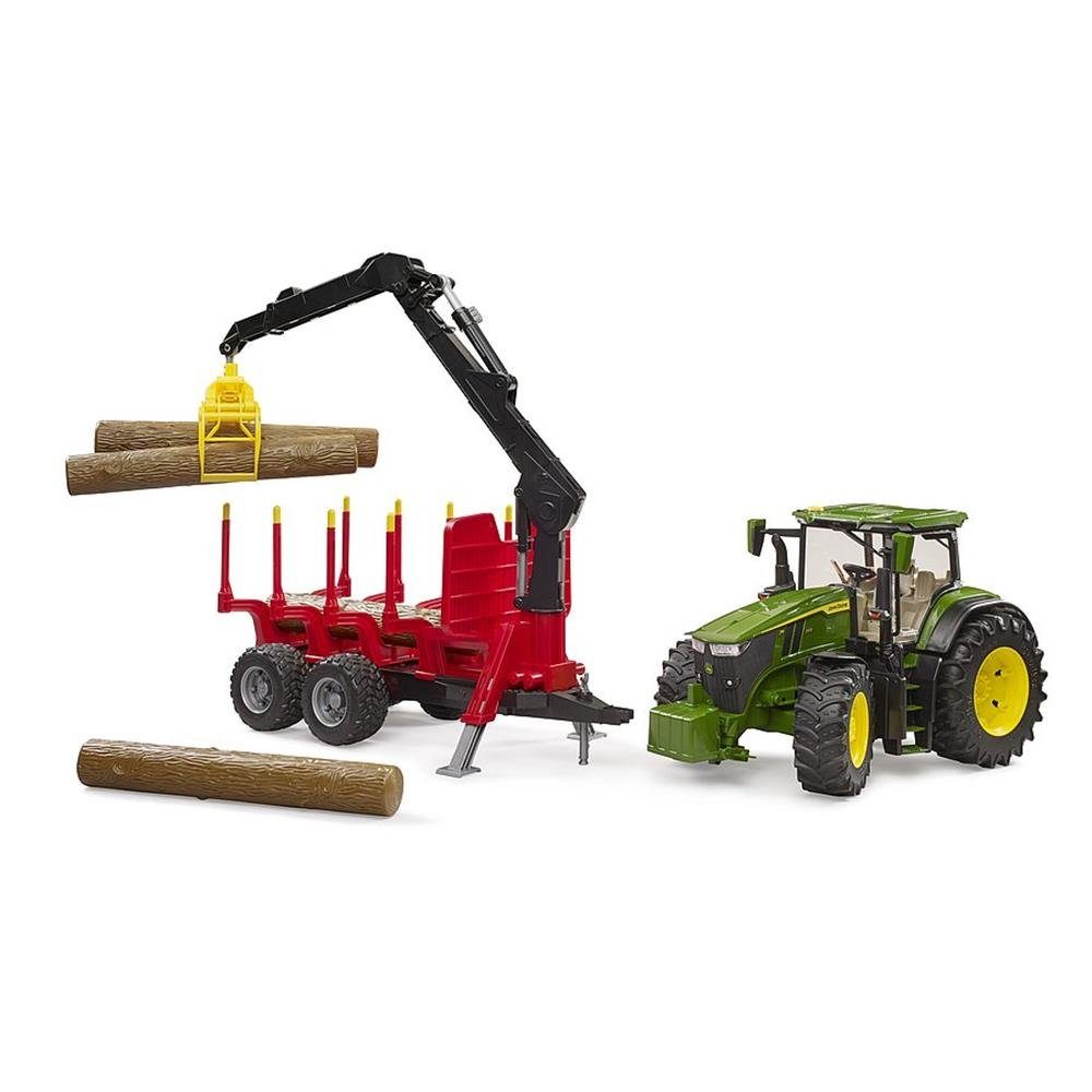Bruder® Spielzeug-Traktor 03154 John Deere 7R 350, (1-tlg., mit Rückeanhänger und 4 Baumstämmen), Landwirtschaft Traktor
