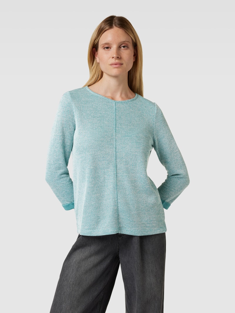 Pullover aus Viskose-Mix mit 3/4-Arm in petrol meliert