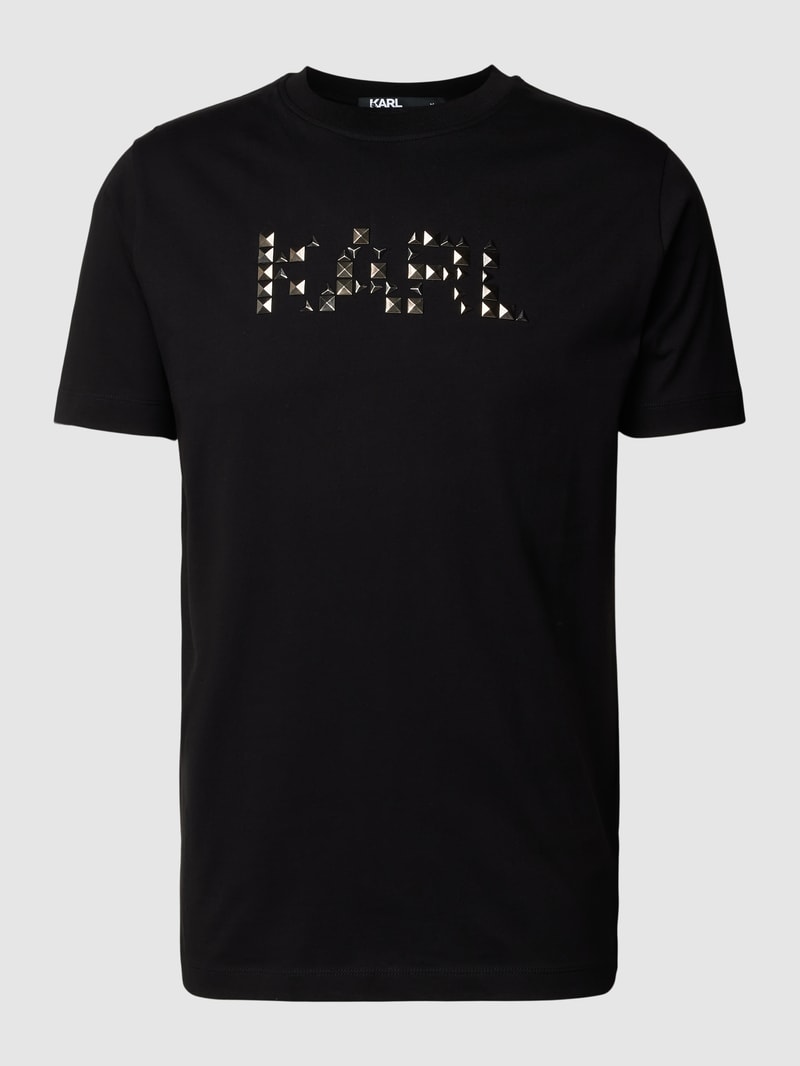 T-Shirt mit Ziersteinbesatz in schwarz