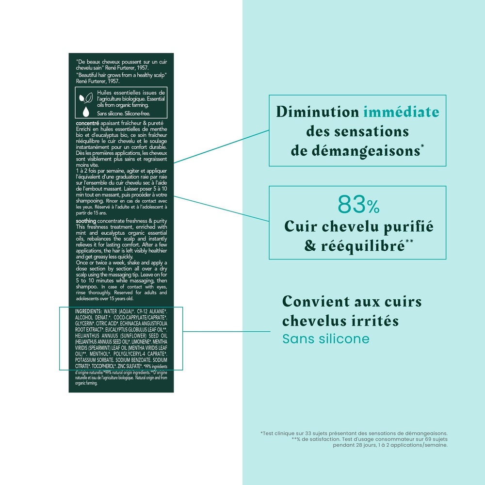 Furterer Head Spa Astera Fresh Concentré apaisant  fraîcheur avec embout massant 50ml Concentré